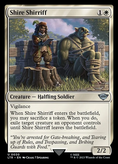 Shire Shirriff, carta Magic di tipo Creature — Halfling Soldier illustrata da Craig J Spearing