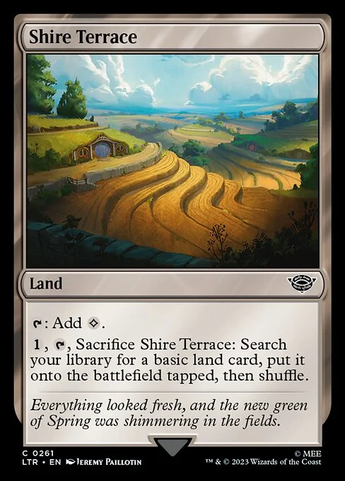 Shire Terrace, carta Magic di tipo Land illustrata da Jeremy Paillotin