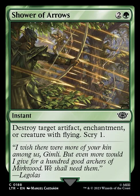 Shower of Arrows, carta Magic di tipo Instant illustrata da Manuel Castañón