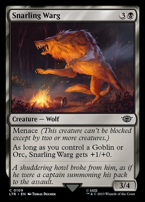 Snarling Warg, carta Magic di tipo Creature — Wolf illustrata da Tomas Duchek