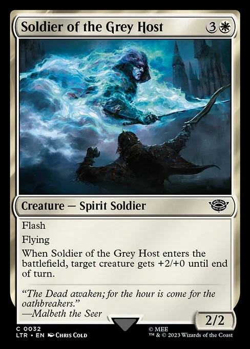 Soldier of the Grey Host, carta Magic di tipo Creature — Spirit Soldier illustrata da Chris Cold
