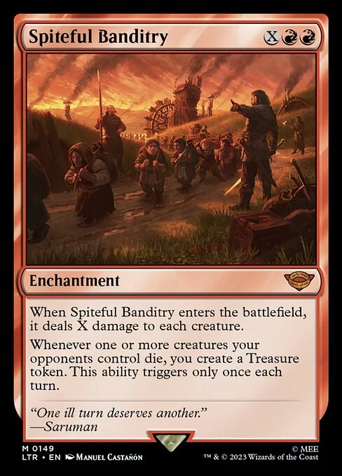 Spiteful Banditry, carta Magic di tipo Enchantment illustrata da Manuel Castañón