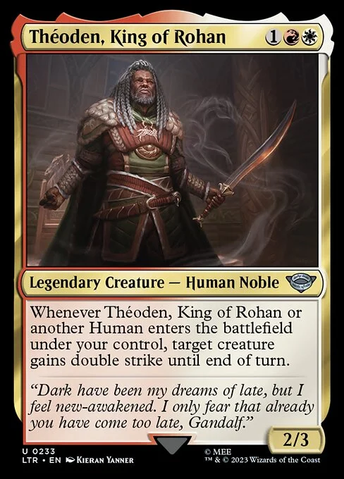 Théoden, King of Rohan, carta Magic di tipo Legendary Creature — Human Noble illustrata da Kieran Yanner