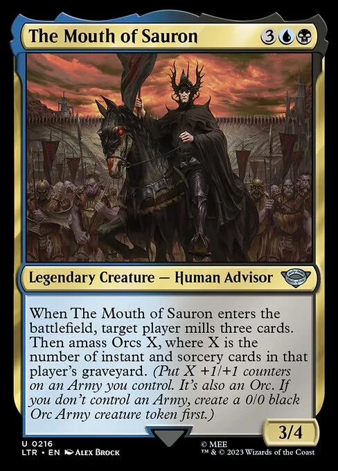The Mouth of Sauron, carta Magic di tipo Legendary Creature — Human Advisor illustrata da Alex Brock