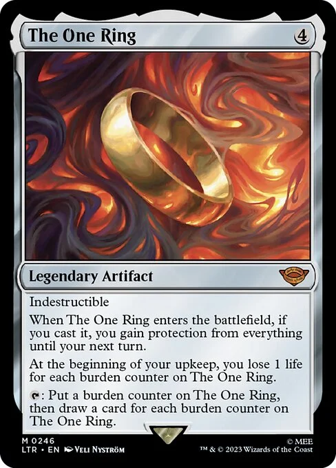 The One Ring, carta Magic di tipo Legendary Artifact illustrata da Veli Nyström