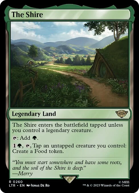 The Shire, carta Magic di tipo Legendary Land illustrata da Jonas De Ro