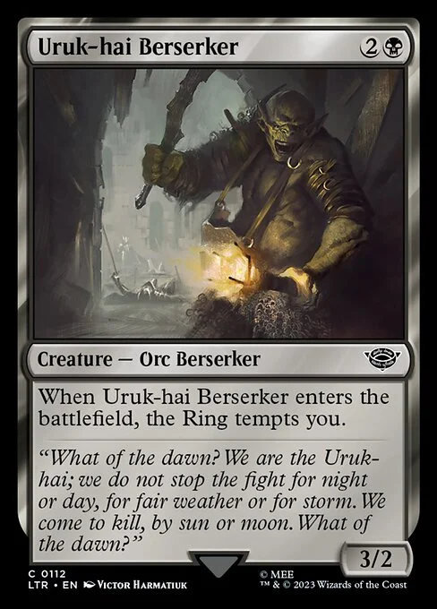 Uruk-hai Berserker, carta Magic di tipo Creature — Orc Berserker illustrata da Victor Harmatiuk