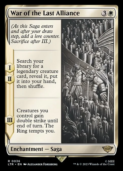 War of the Last Alliance, carta Magic di tipo Enchantment — Saga illustrata da Alexander Forssberg
