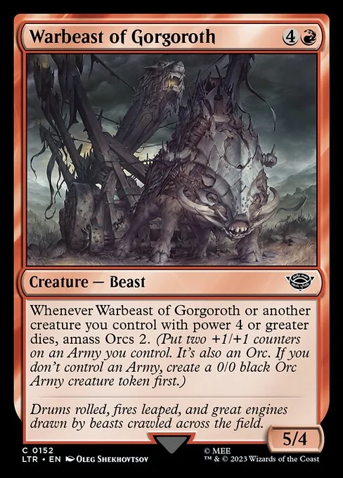 Warbeast of Gorgoroth, carta Magic di tipo Creature — Beast illustrata da Oleg Shekhovtsov