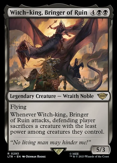 Witch-king, Bringer of Ruin, carta Magic di tipo Legendary Creature — Wraith Noble illustrata da Denman Rooke