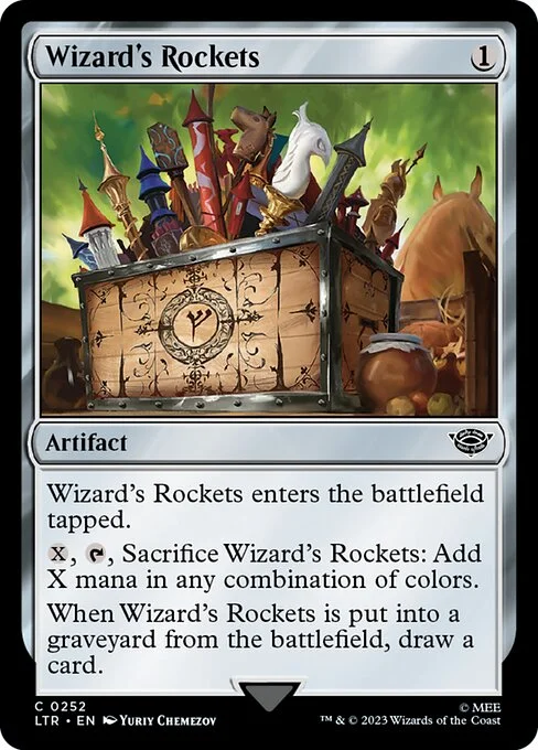 Wizard's Rockets, carta Magic di tipo Artifact illustrata da Yuriy Chemezov