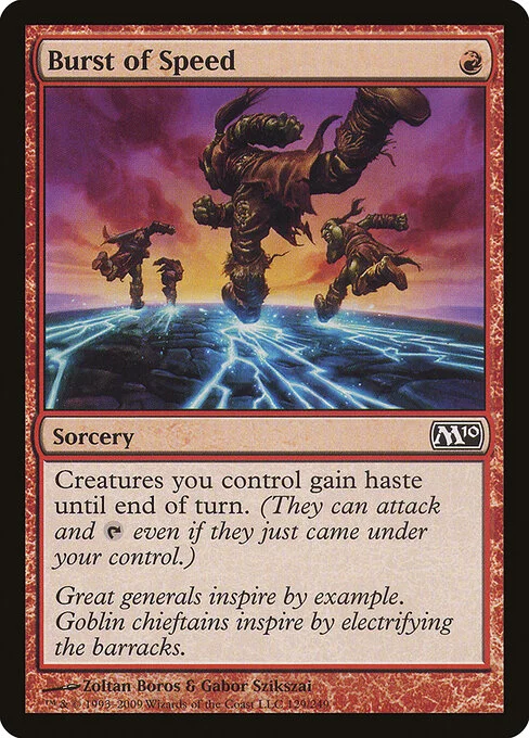 Burst of Speed, carta Magic di tipo Sorcery illustrata da Zoltan Boros & Gabor Szikszai