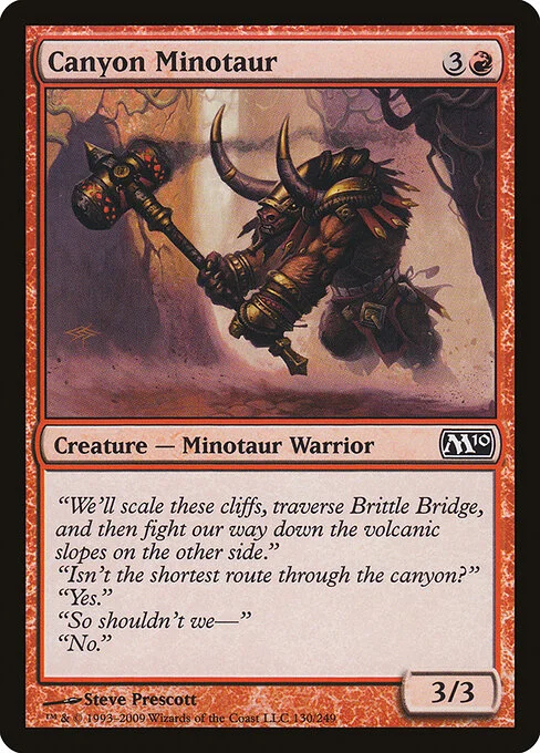 Canyon Minotaur, carta Magic di tipo Creature — Minotaur Warrior illustrata da Steve Prescott