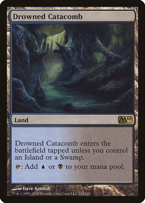 Drowned Catacomb, carta Magic di tipo Land illustrata da Dave Kendall