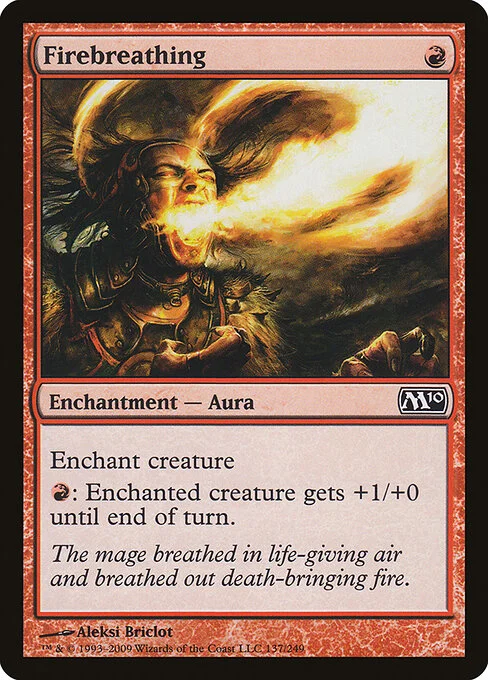 Firebreathing, carta Magic di tipo Enchantment — Aura illustrata da Aleksi Briclot