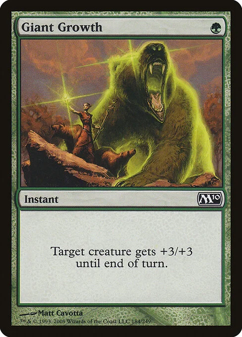 Giant Growth, carta Magic di tipo Instant illustrata da Matt Cavotta