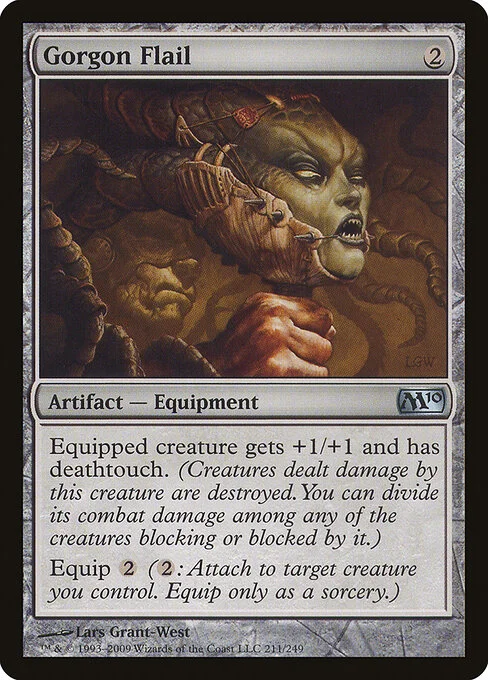 Gorgon Flail, carta Magic di tipo Artifact — Equipment illustrata da Lars Grant-West