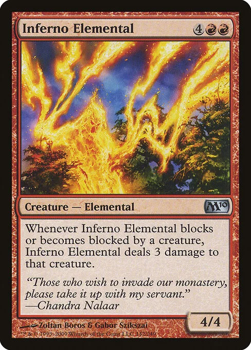 Inferno Elemental, carta Magic di tipo Creature — Elemental illustrata da Zoltan Boros & Gabor Szikszai