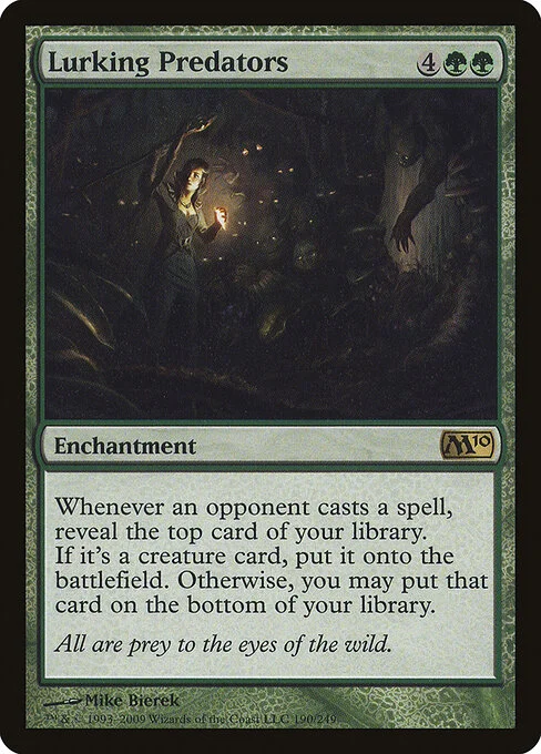 Lurking Predators, carta Magic di tipo Enchantment illustrata da Mike Bierek