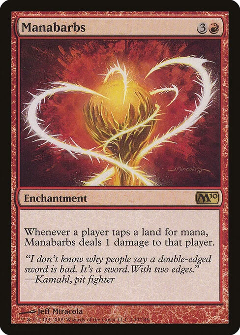 Manabarbs, carta Magic di tipo Enchantment illustrata da Jeff Miracola