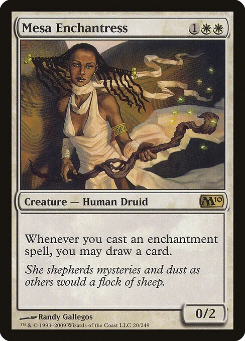 Mesa Enchantress, carta Magic di tipo Creature — Human Druid illustrata da Randy Gallegos