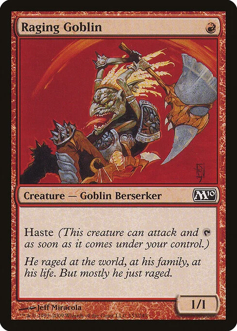 Raging Goblin, carta Magic di tipo Creature — Goblin Berserker illustrata da Jeff Miracola