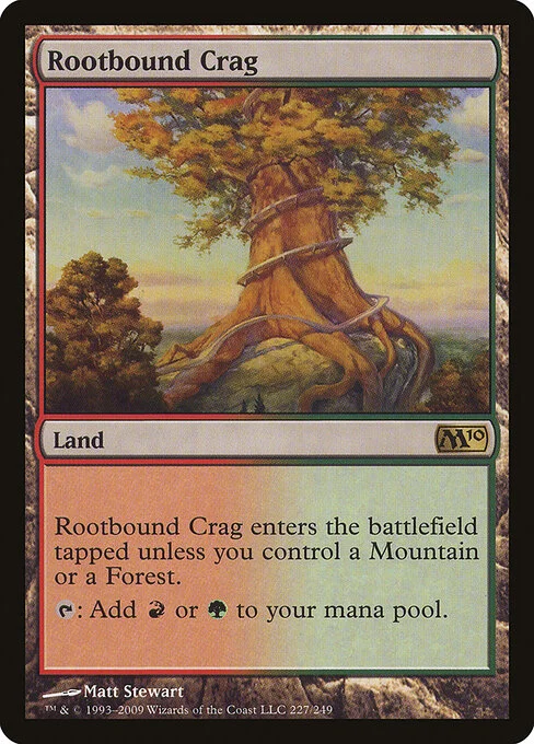 Rootbound Crag, carta Magic di tipo Land illustrata da Matt Stewart