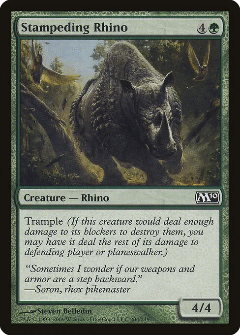 Stampeding Rhino, carta Magic di tipo Creature — Rhino illustrata da Steven Belledin