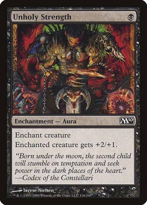 Unholy Strength, carta Magic di tipo Enchantment — Aura illustrata da Terese Nielsen