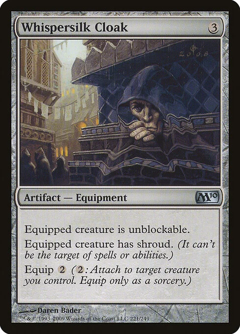 Whispersilk Cloak, carta Magic di tipo Artifact — Equipment illustrata da Daren Bader