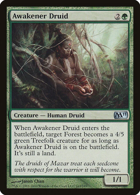 Awakener Druid, carta Magic di tipo Creature — Human Druid illustrata da Jason Chan