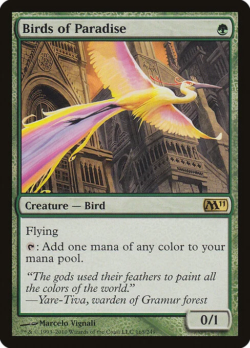 Birds of Paradise, carta Magic di tipo Creature — Bird illustrata da Marcelo Vignali