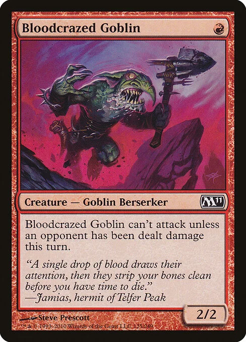 Bloodcrazed Goblin, carta Magic di tipo Creature — Goblin Berserker illustrata da Steve Prescott