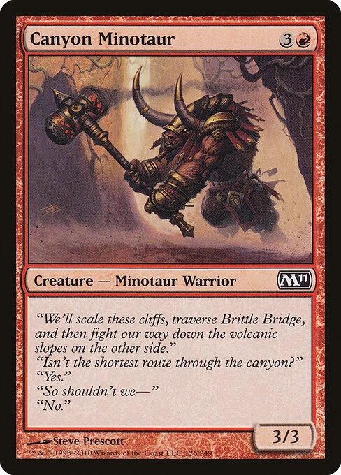 Canyon Minotaur, carta Magic di tipo Creature — Minotaur Warrior illustrata da Steve Prescott