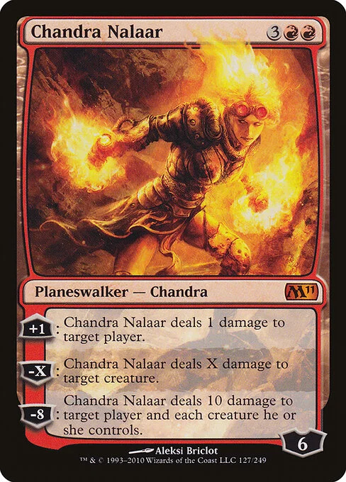 Chandra Nalaar, carta Magic di tipo Legendary Planeswalker — Chandra illustrata da Aleksi Briclot