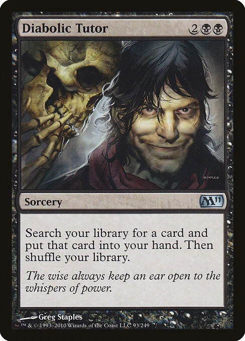 Diabolic Tutor, carta Magic di tipo Sorcery illustrata da Greg Staples