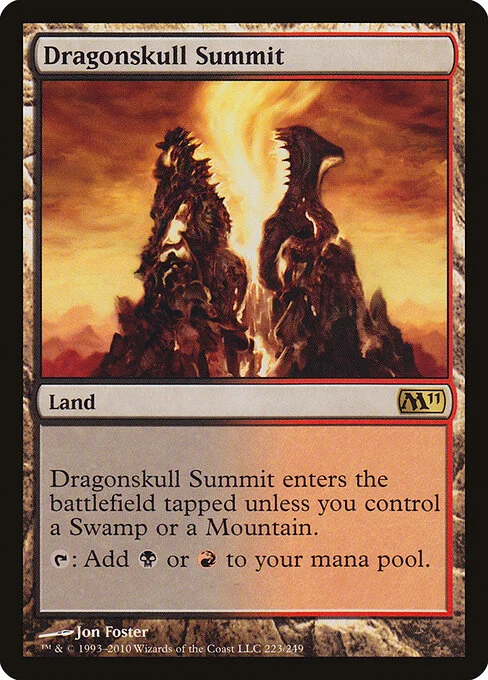 Dragonskull Summit, carta Magic di tipo Land illustrata da Jon Foster