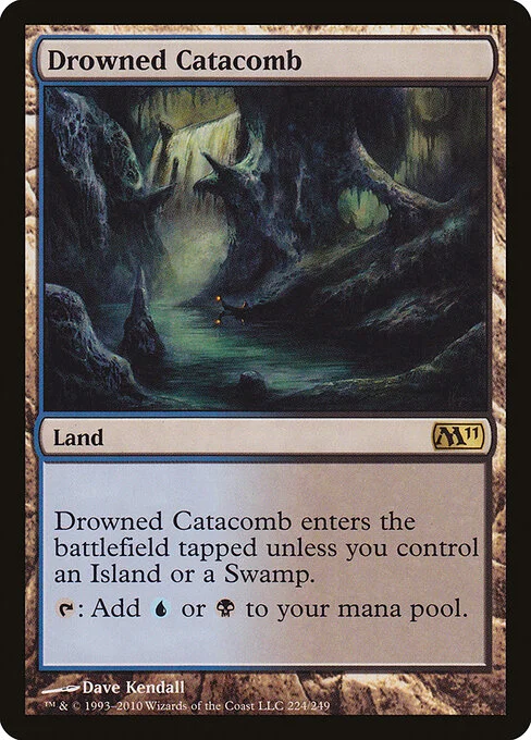 Drowned Catacomb, carta Magic di tipo Land illustrata da Dave Kendall