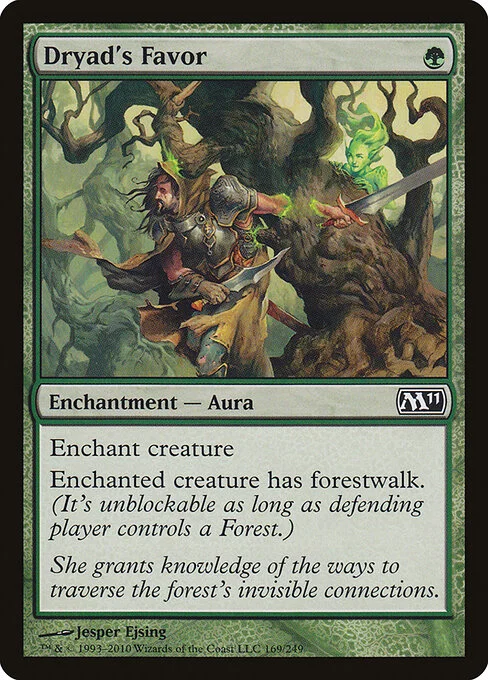 Dryad's Favor, carta Magic di tipo Enchantment — Aura illustrata da Jesper Ejsing