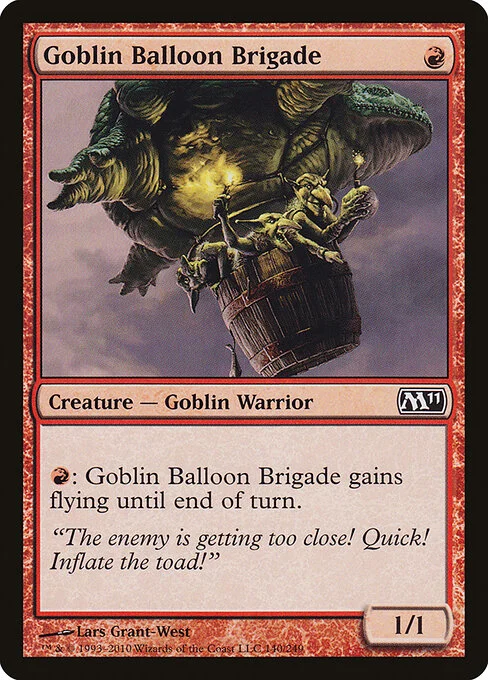 Goblin Balloon Brigade, carta Magic di tipo Creature — Goblin Warrior illustrata da Lars Grant-West