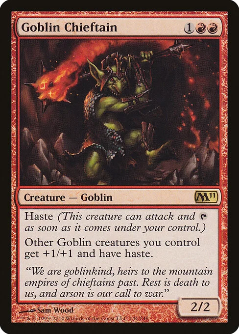 Goblin Chieftain, carta Magic di tipo Creature — Goblin illustrata da Sam Wood