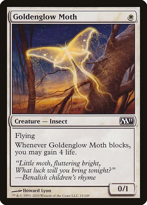 Goldenglow Moth, carta Magic di tipo Creature — Insect illustrata da Howard Lyon