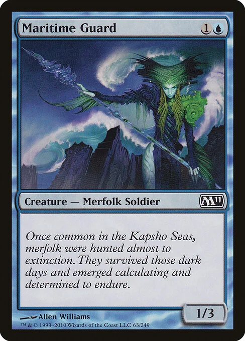 Maritime Guard, carta Magic di tipo Creature — Merfolk Soldier illustrata da Allen Williams