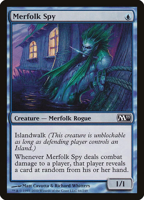 Merfolk Spy, carta Magic di tipo Creature — Merfolk Rogue illustrata da Matt Cavotta & Richard Whitters