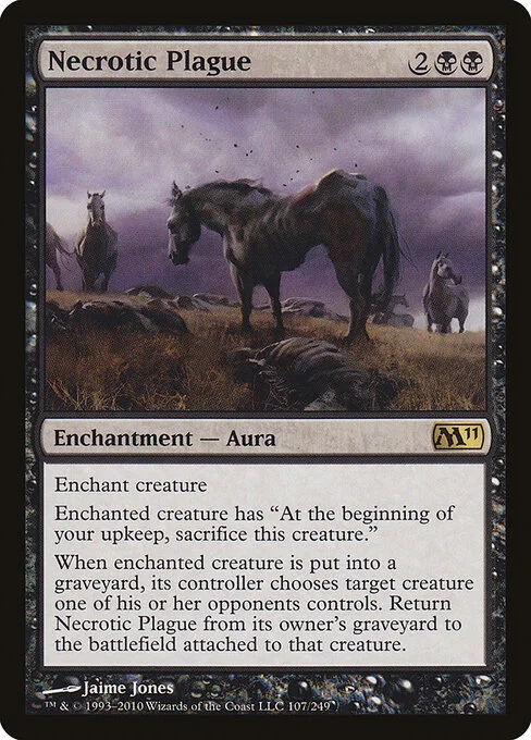 Necrotic Plague, carta Magic di tipo Enchantment — Aura illustrata da Jaime Jones