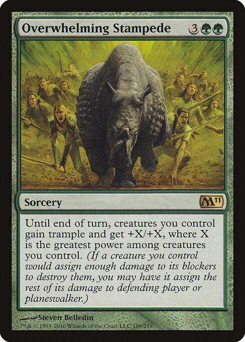 Overwhelming Stampede, carta Magic di tipo Sorcery illustrata da Steven Belledin