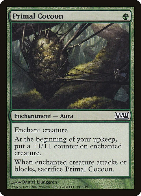 Primal Cocoon, carta Magic di tipo Enchantment — Aura illustrata da Daniel Ljunggren
