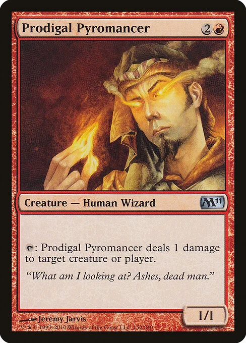 Prodigal Pyromancer, carta Magic di tipo Creature — Human Wizard illustrata da Jeremy Jarvis