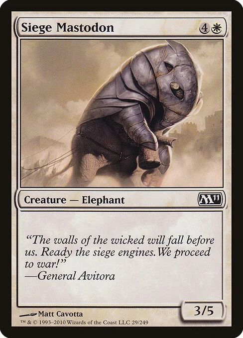 Siege Mastodon, carta Magic di tipo Creature — Elephant illustrata da Matt Cavotta