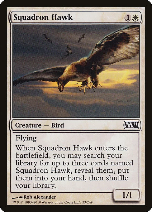 Squadron Hawk, carta Magic di tipo Creature — Bird illustrata da Rob Alexander